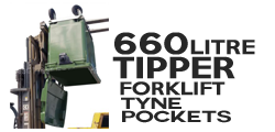 660 1100 litre wheelie bin tipper forklift